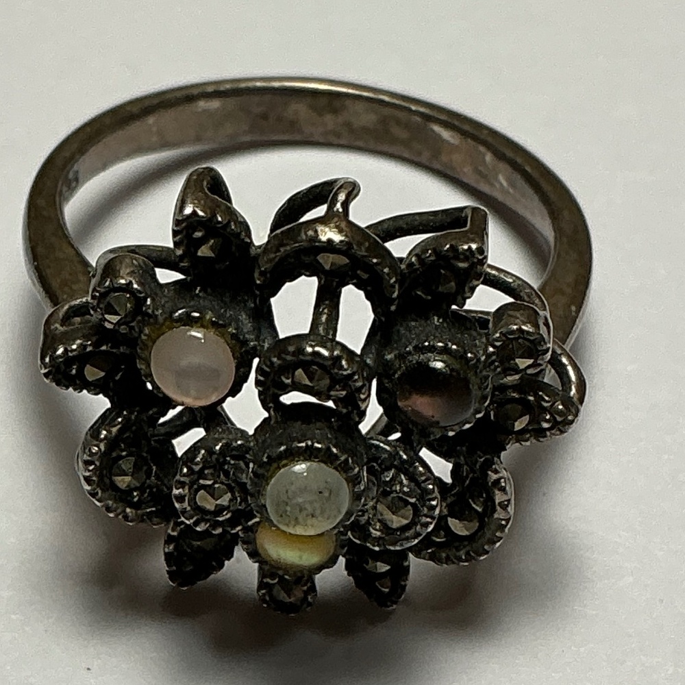 Sterling Silver Multi Stone Ring With Marcasite. … - image 4
